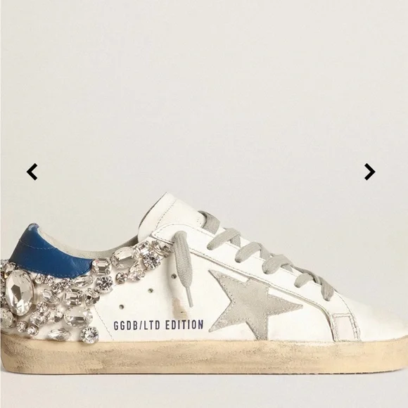 Golden Goose Women's White and Blue Crystal Sneakers - Picture 1 of 10